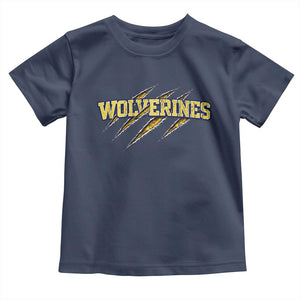 Wolverine Lover Sports Game Day Scratch Mark Toddler T Shirt TS11 Navy Print Your Wear