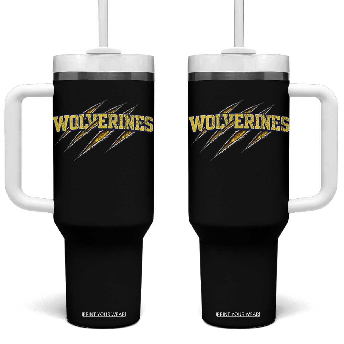 Wolverine Lover Sports Game Day Scratch Mark Tumbler With Handle TS11 One Size: 40 oz Black Print Your Wear
