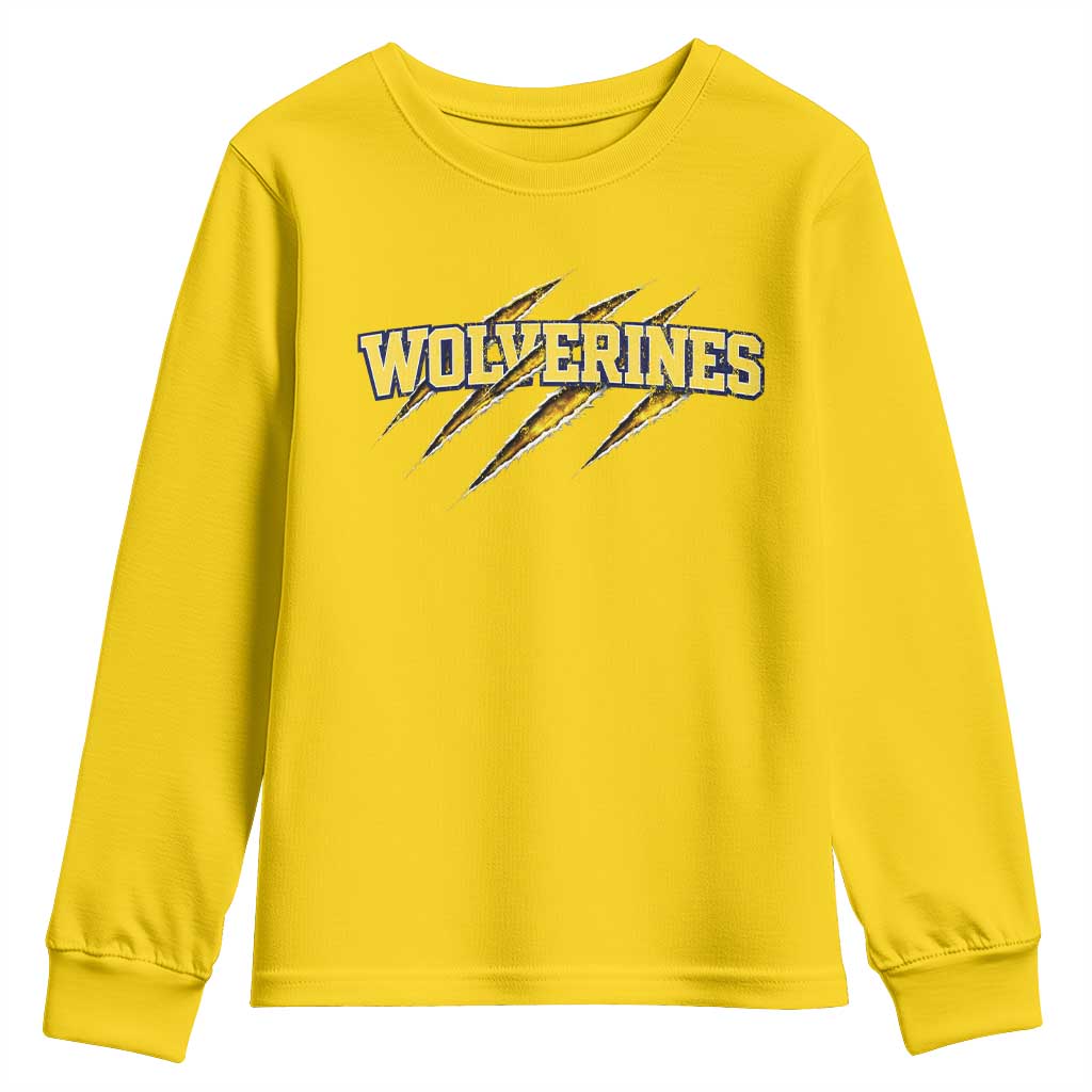 Wolverine Lover Sports Game Day Scratch Mark Youth Sweatshirt TS11 Daisy Print Your Wear