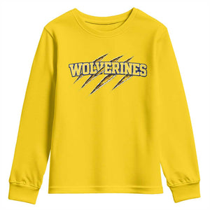 Wolverine Lover Sports Game Day Scratch Mark Youth Sweatshirt TS11 Daisy Print Your Wear