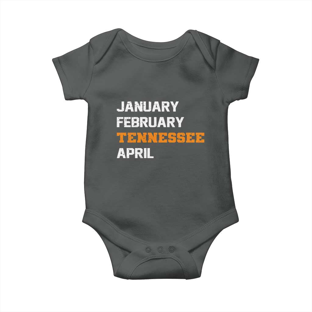 January February Tennessee April Baby Onesie Basketball Game Day TS11 Dark Heather Print Your Wear