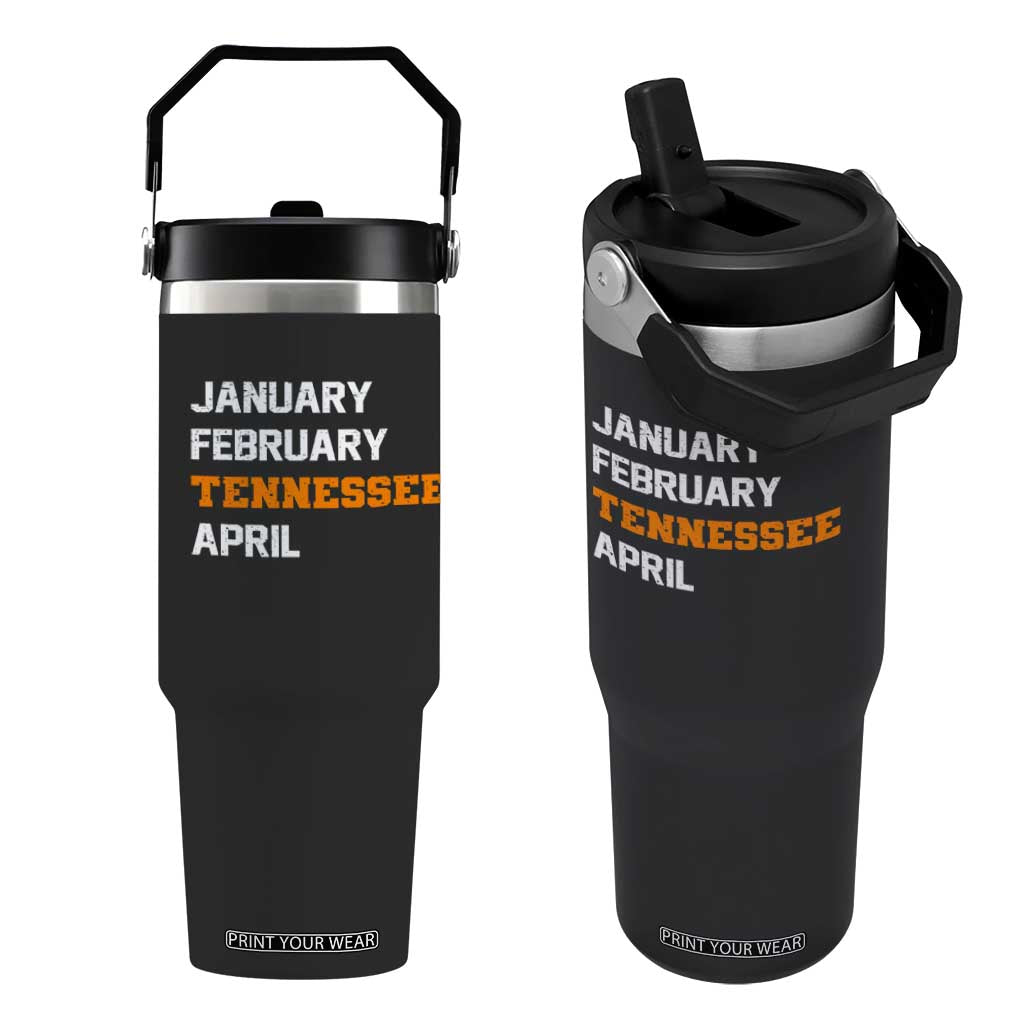 January February Tennessee April Flip Straw Tumbler Basketball Game Day TS11 One Size: 30 oz Black Print Your Wear