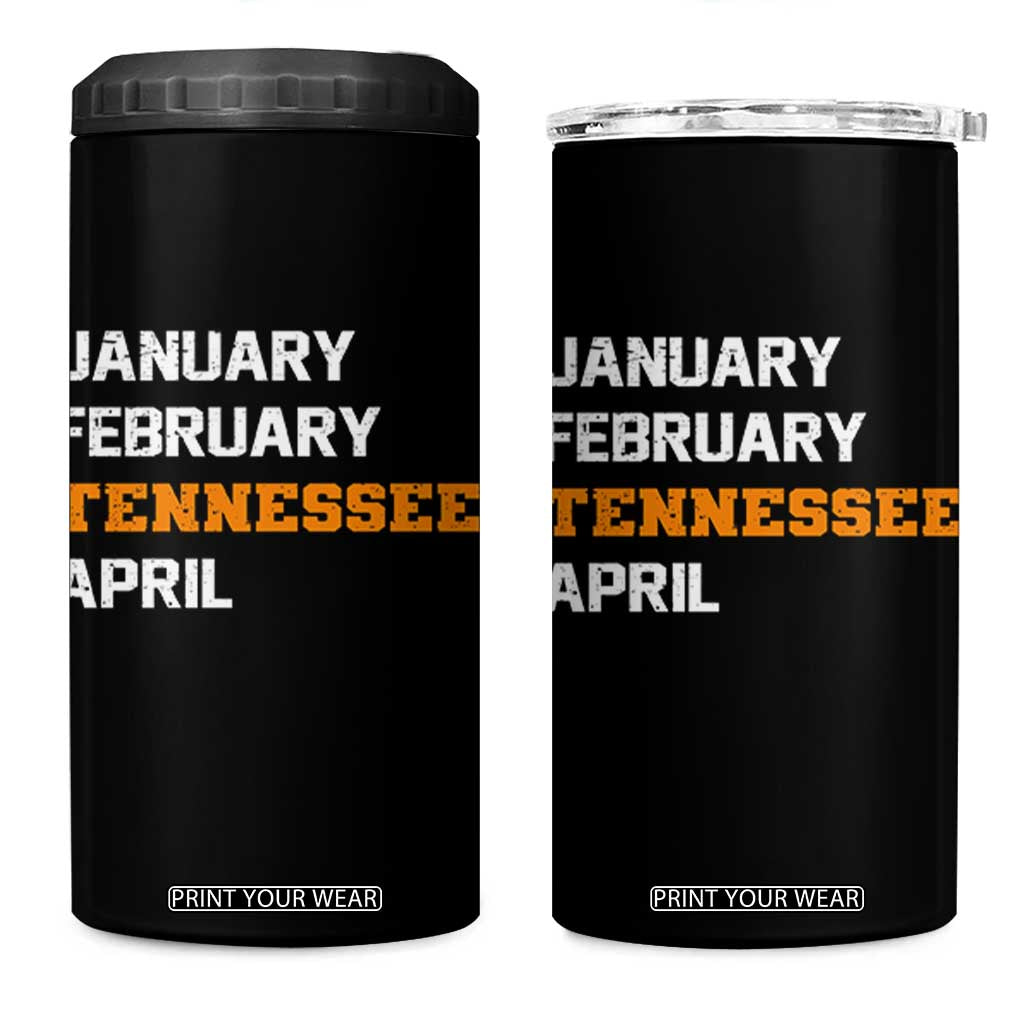 January February Tennessee April 4 in 1 Can Cooler Tumbler Basketball Game Day TS11 One Size: 16 oz Black Print Your Wear