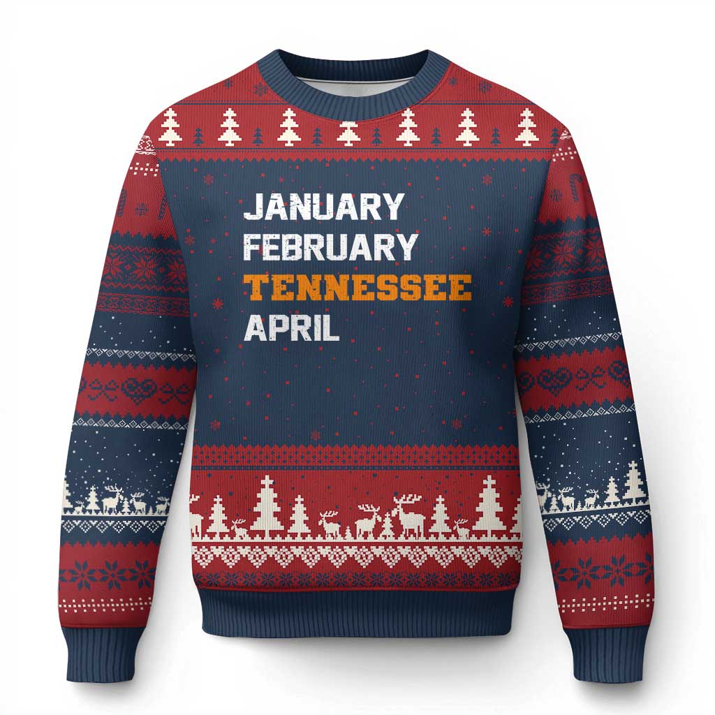 January February Tennessee April Ugly Christmas Sweater Basketball Game Day TS11 Navy Red Print Your Wear