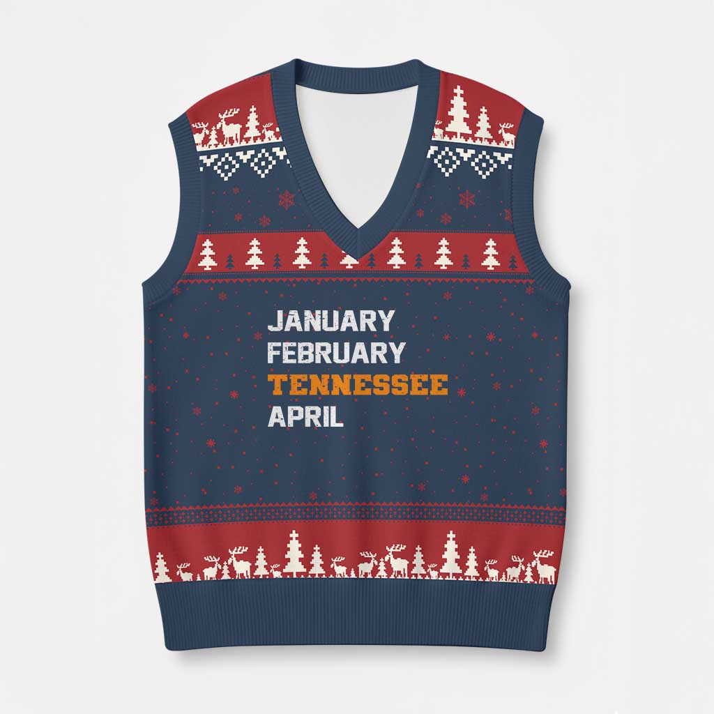 January February Tennessee April V-Neck Knit Sweater Vest Basketball Game Day TS11 Navy Red Print Your Wear