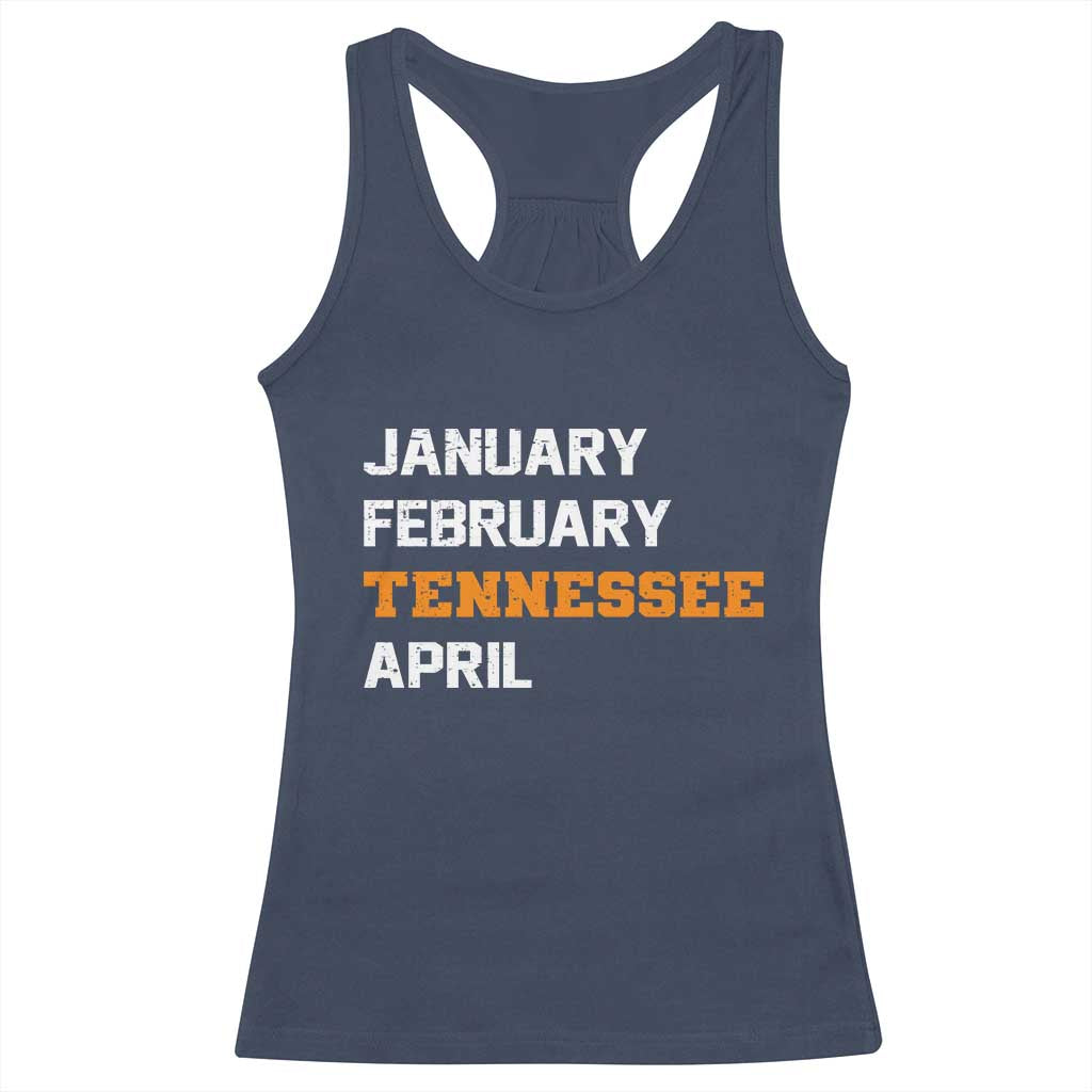 January February Tennessee April Racerback Tank Top Basketball Game Day TS11 Navy Print Your Wear