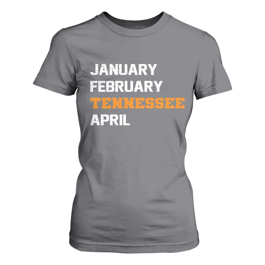 January February Tennessee April T Shirt For Women Basketball Game Day TS11 Charcoal Print Your Wear