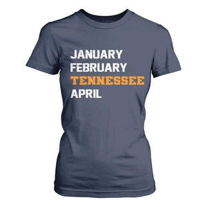 January February Tennessee April T Shirt For Women Basketball Game Day TS11 Navy Print Your Wear