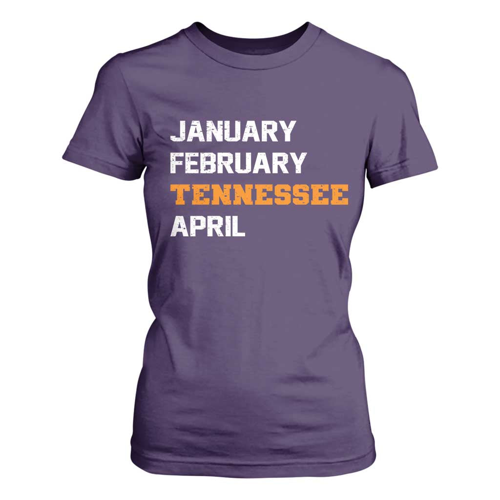 January February Tennessee April T Shirt For Women Basketball Game Day TS11 Purple Print Your Wear