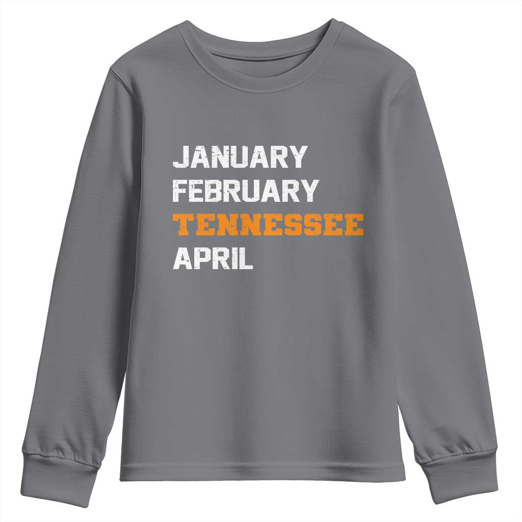 January February Tennessee April Youth Sweatshirt Basketball Game Day TS11 Charcoal Print Your Wear