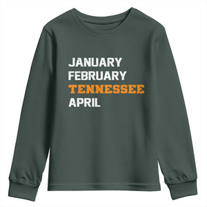 January February Tennessee April Youth Sweatshirt Basketball Game Day TS11 Dark Forest Green Print Your Wear