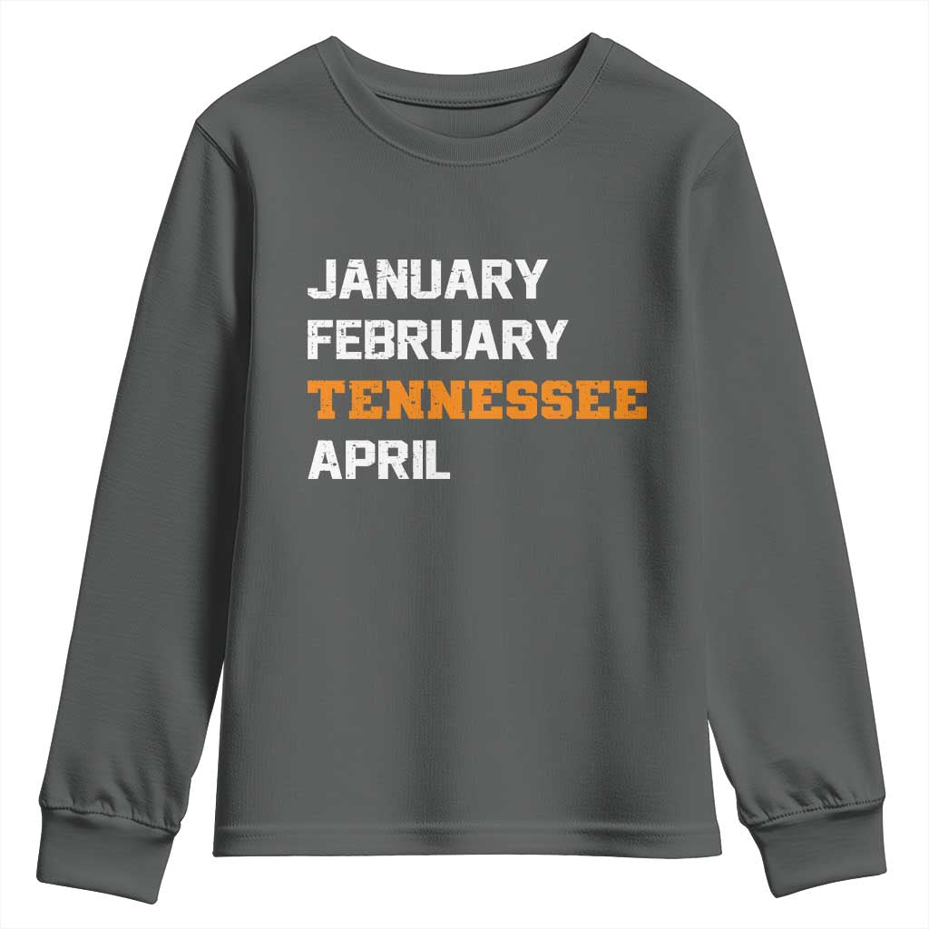 January February Tennessee April Youth Sweatshirt Basketball Game Day TS11 Dark Heather Print Your Wear