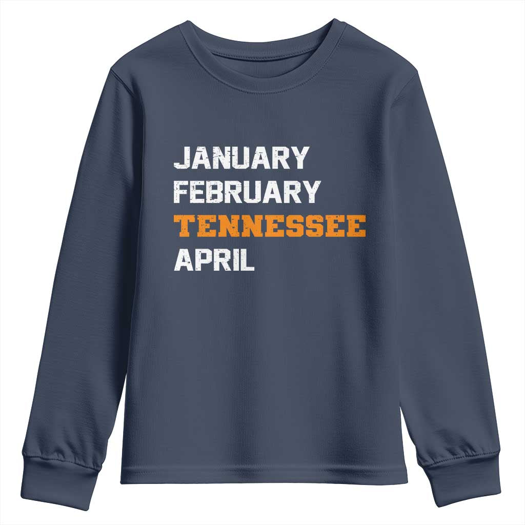 January February Tennessee April Youth Sweatshirt Basketball Game Day TS11 Navy Print Your Wear
