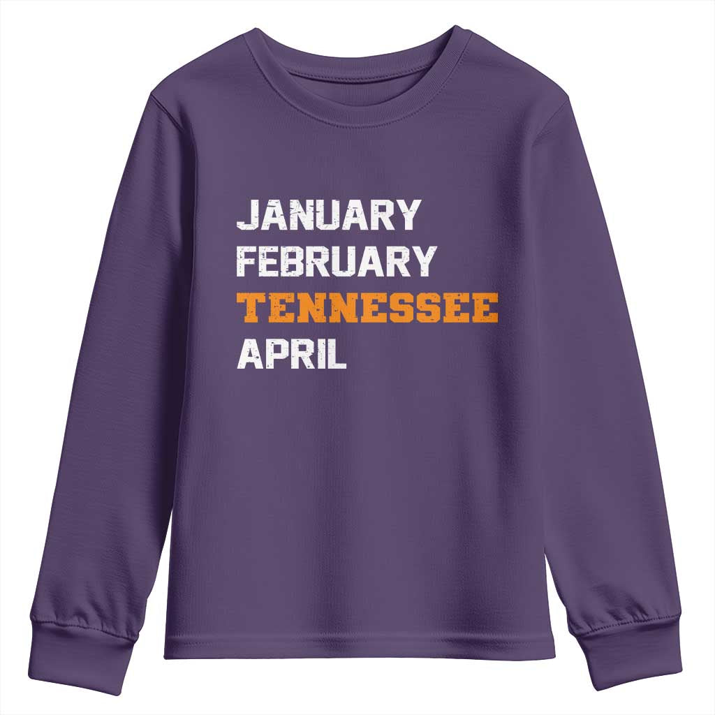 January February Tennessee April Youth Sweatshirt Basketball Game Day TS11 Purple Print Your Wear