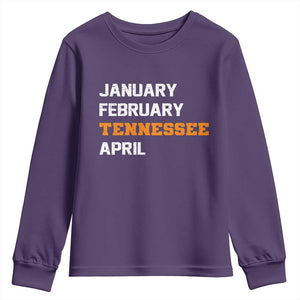 January February Tennessee April Youth Sweatshirt Basketball Game Day TS11 Purple Print Your Wear