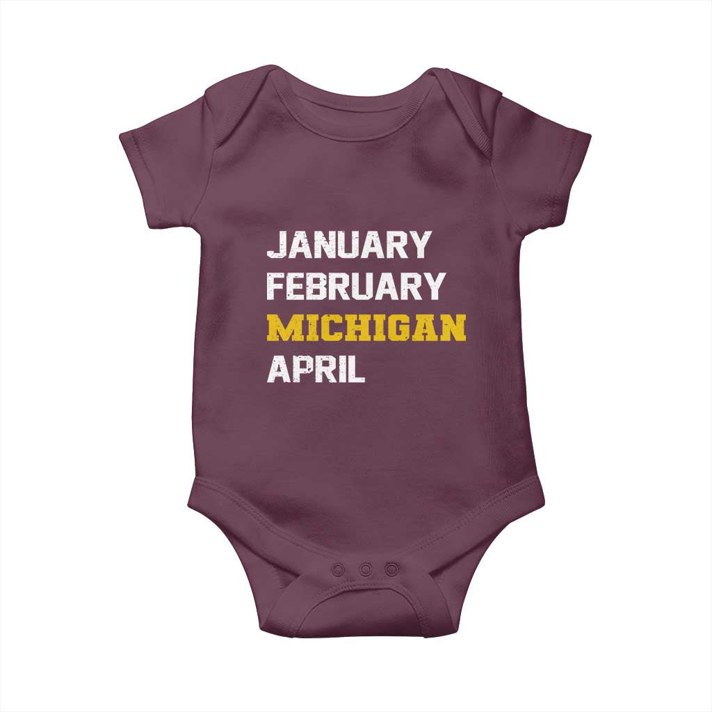 January February Michigan April Baby Onesie Basketball Game Day TS11 Maroon Print Your Wear