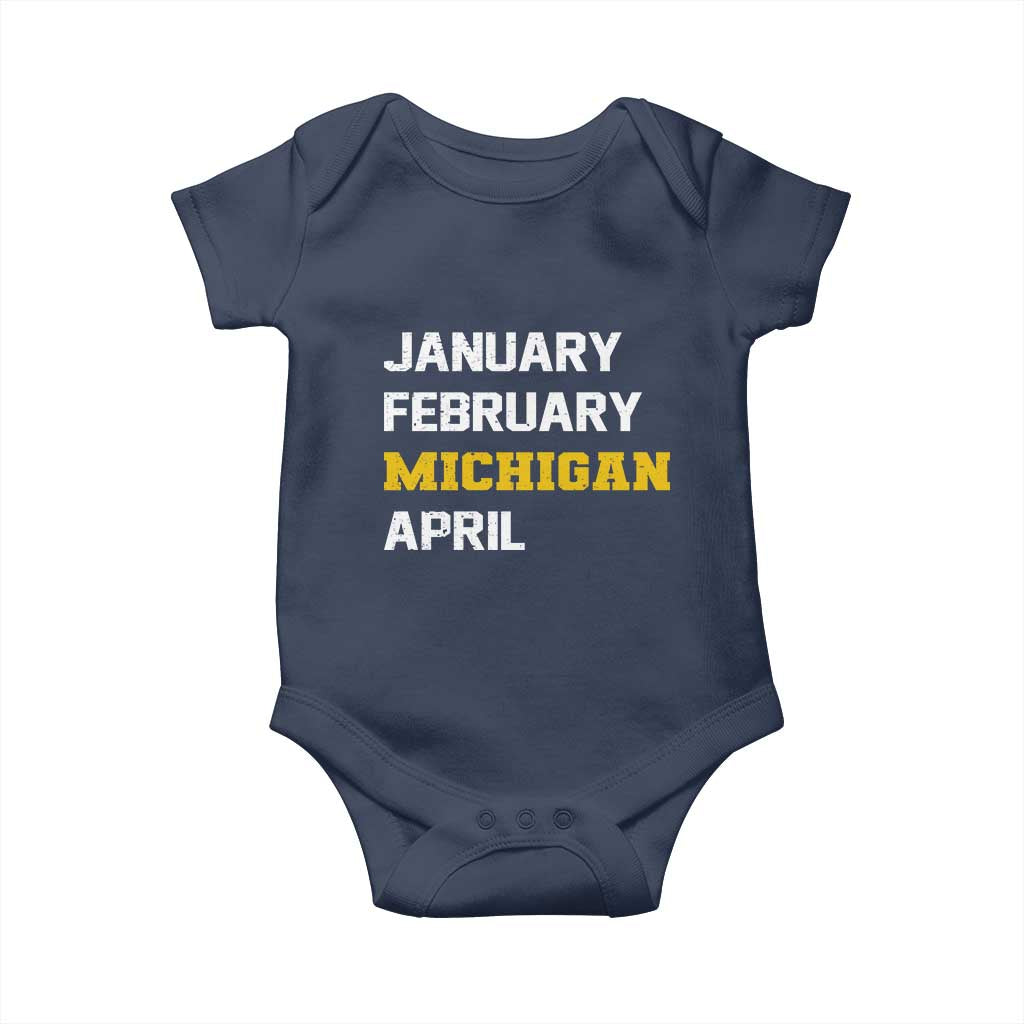 January February Michigan April Baby Onesie Basketball Game Day TS11 Navy Print Your Wear