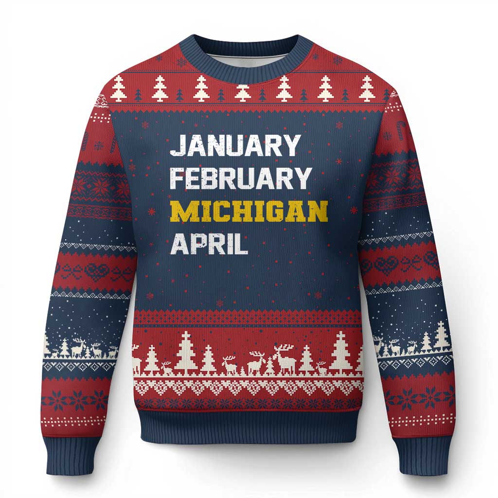 January February Michigan April Ugly Christmas Sweater Basketball Game Day TS11 Navy Red Print Your Wear