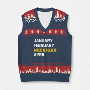 January February Michigan April V-Neck Knit Sweater Vest Basketball Game Day TS11 Navy Red Print Your Wear