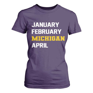 January February Michigan April T Shirt For Women Basketball Game Day TS11 Purple Print Your Wear