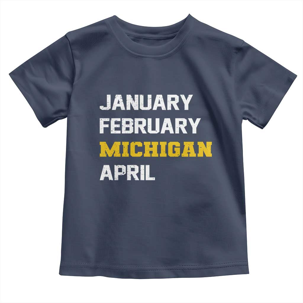 January February Michigan April Toddler T Shirt Basketball Game Day TS11 Navy Print Your Wear