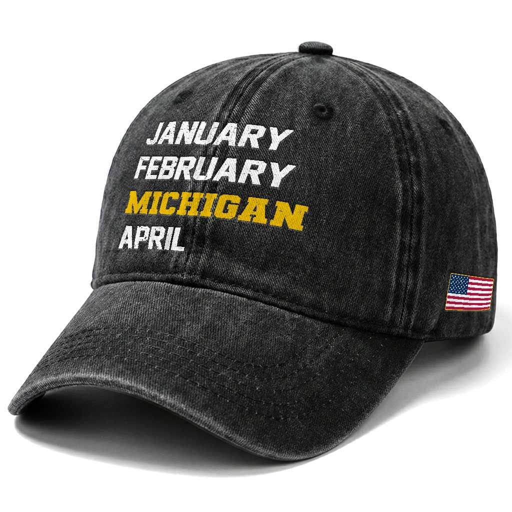January February Michigan April Washed Cotton Baseball Cap Basketball Game Day TS11 Print Your Wear