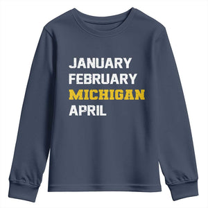 January February Michigan April Youth Sweatshirt Basketball Game Day TS11 Navy Print Your Wear