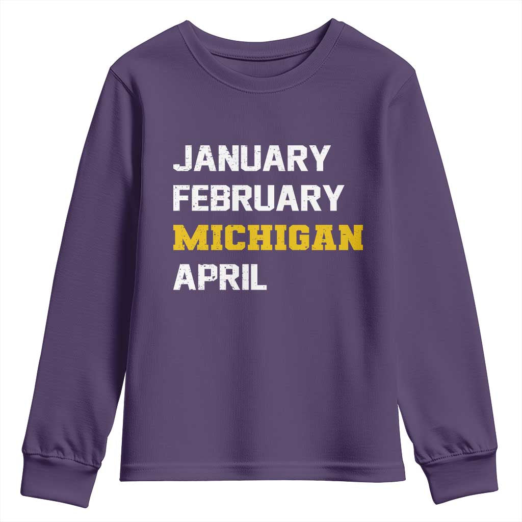January February Michigan April Youth Sweatshirt Basketball Game Day TS11 Purple Print Your Wear