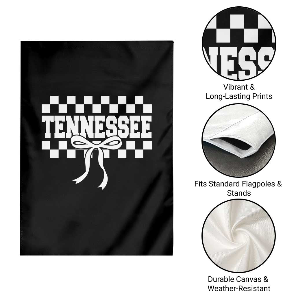 Tennessee Fan Garden Flag TN State Sport Coquette Bow Checkered Design Game Day TS11 Print Your Wear