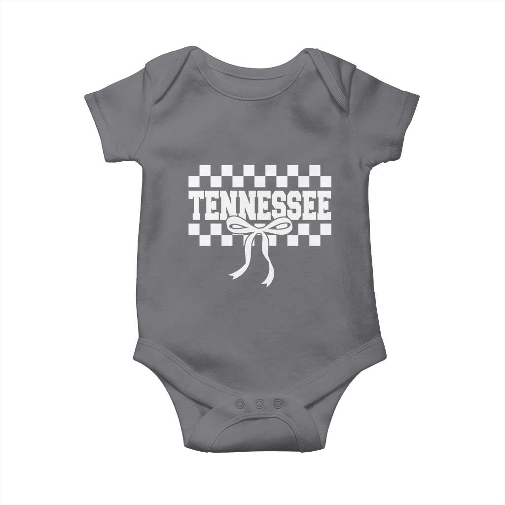 Tennessee Fan Baby Onesie TN State Sport Coquette Bow Checkered Design Game Day TS11 Charcoal Print Your Wear