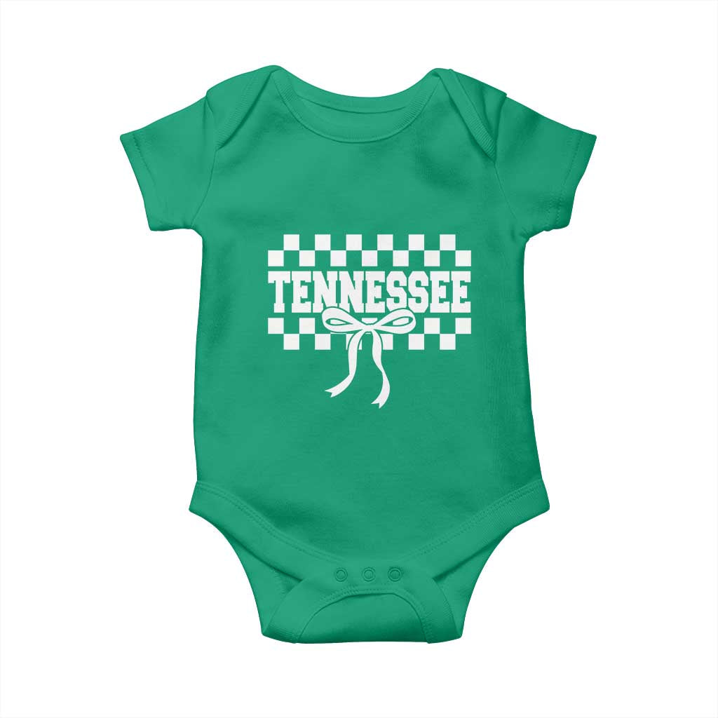 Tennessee Fan Baby Onesie TN State Sport Coquette Bow Checkered Design Game Day TS11 Irish Green Print Your Wear