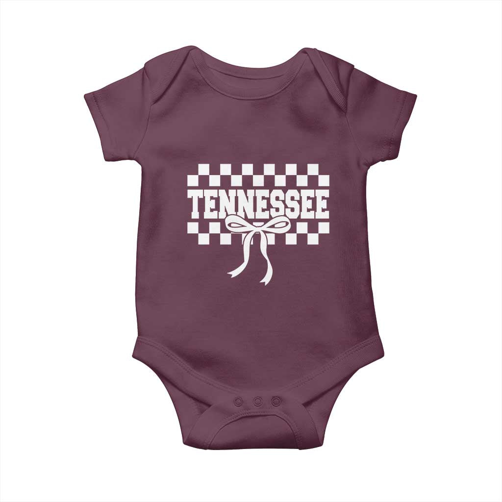 Tennessee Fan Baby Onesie TN State Sport Coquette Bow Checkered Design Game Day TS11 Maroon Print Your Wear