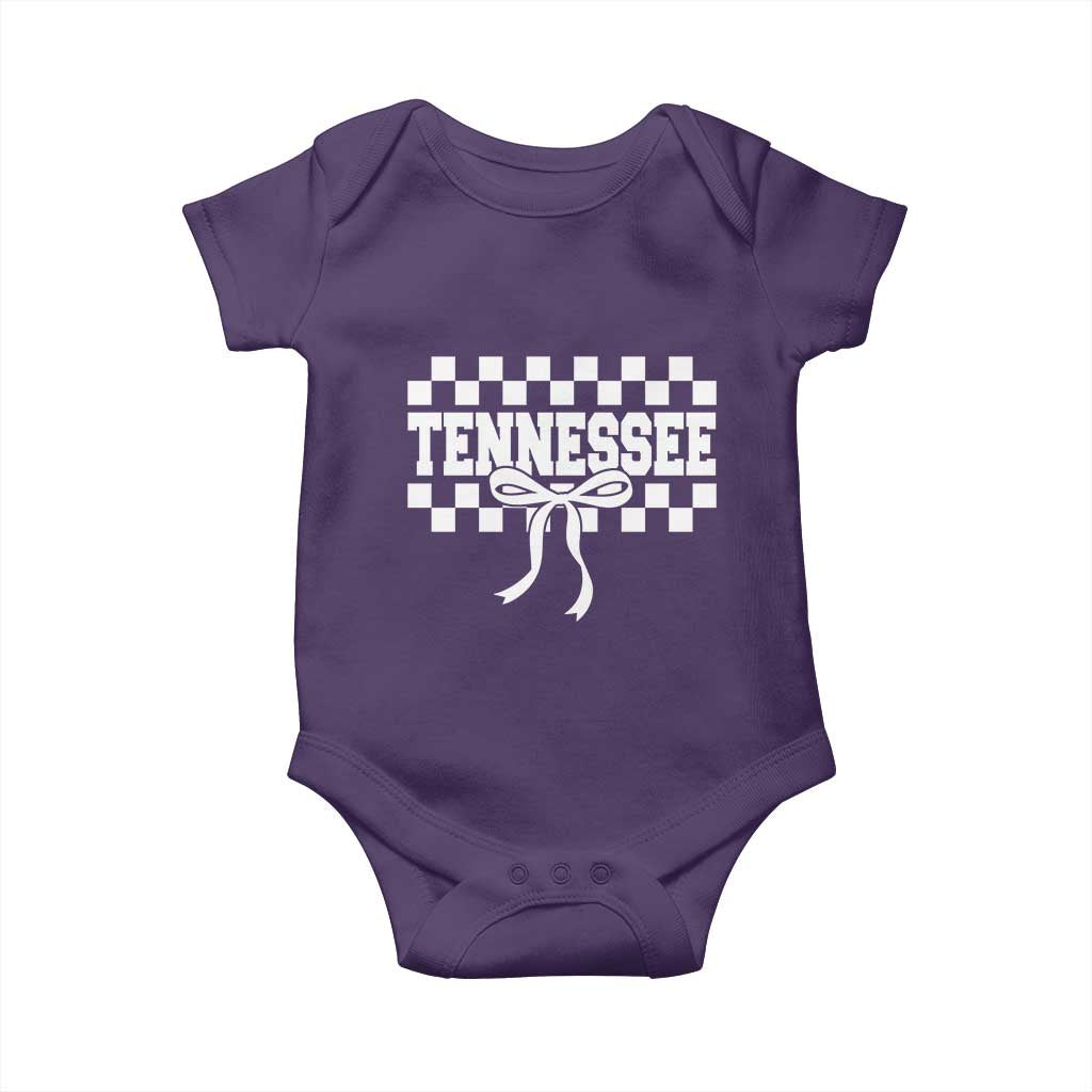 Tennessee Fan Baby Onesie TN State Sport Coquette Bow Checkered Design Game Day TS11 Purple Print Your Wear