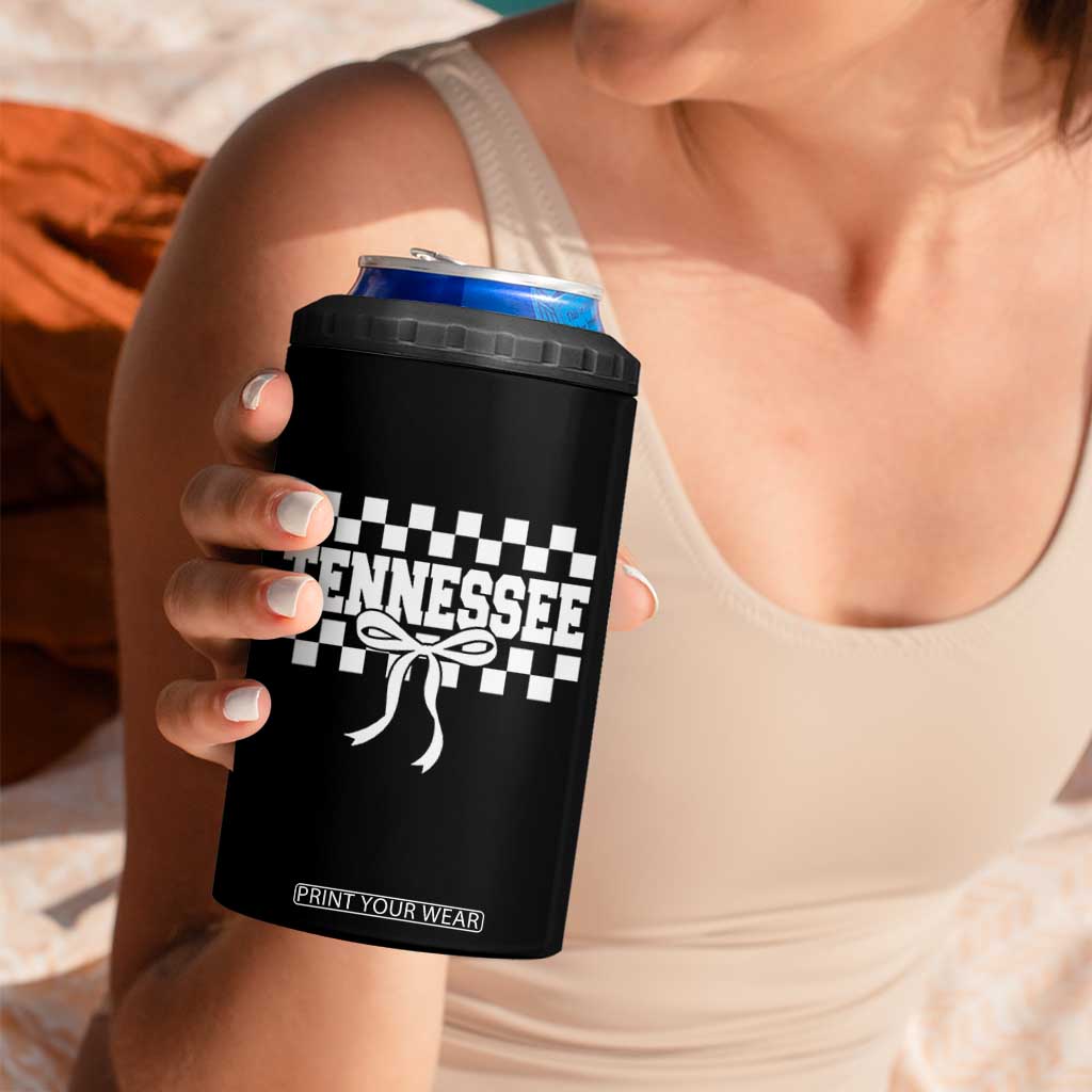 Tennessee Fan 4 in 1 Can Cooler Tumbler TN State Sport Coquette Bow Checkered Design Game Day TS11 Print Your Wear