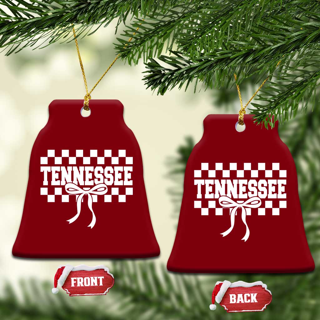 Tennessee Fan Ceramic Ornament TN State Sport Coquette Bow Checkered Design Game Day TS11 Print Your Wear