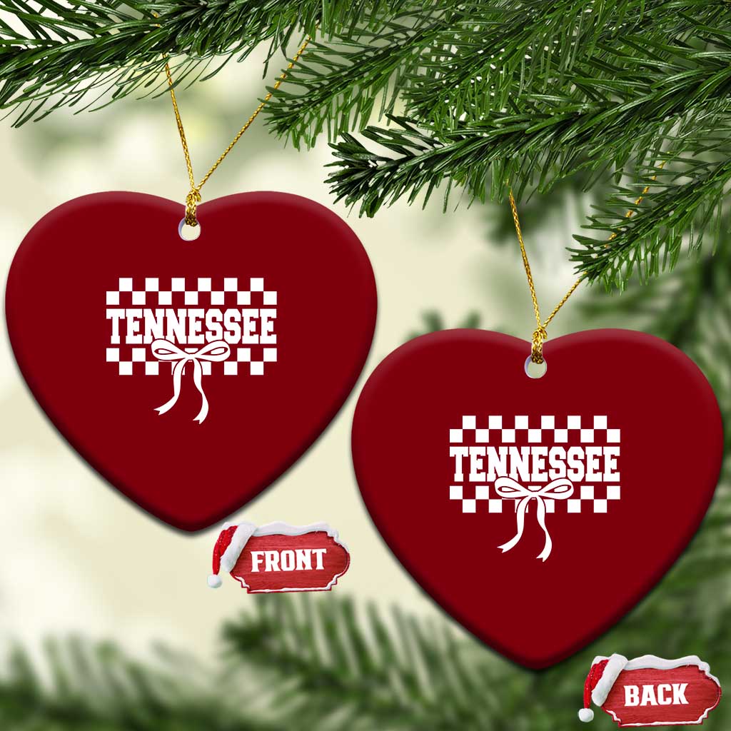 Tennessee Fan Ceramic Ornament TN State Sport Coquette Bow Checkered Design Game Day TS11 Print Your Wear