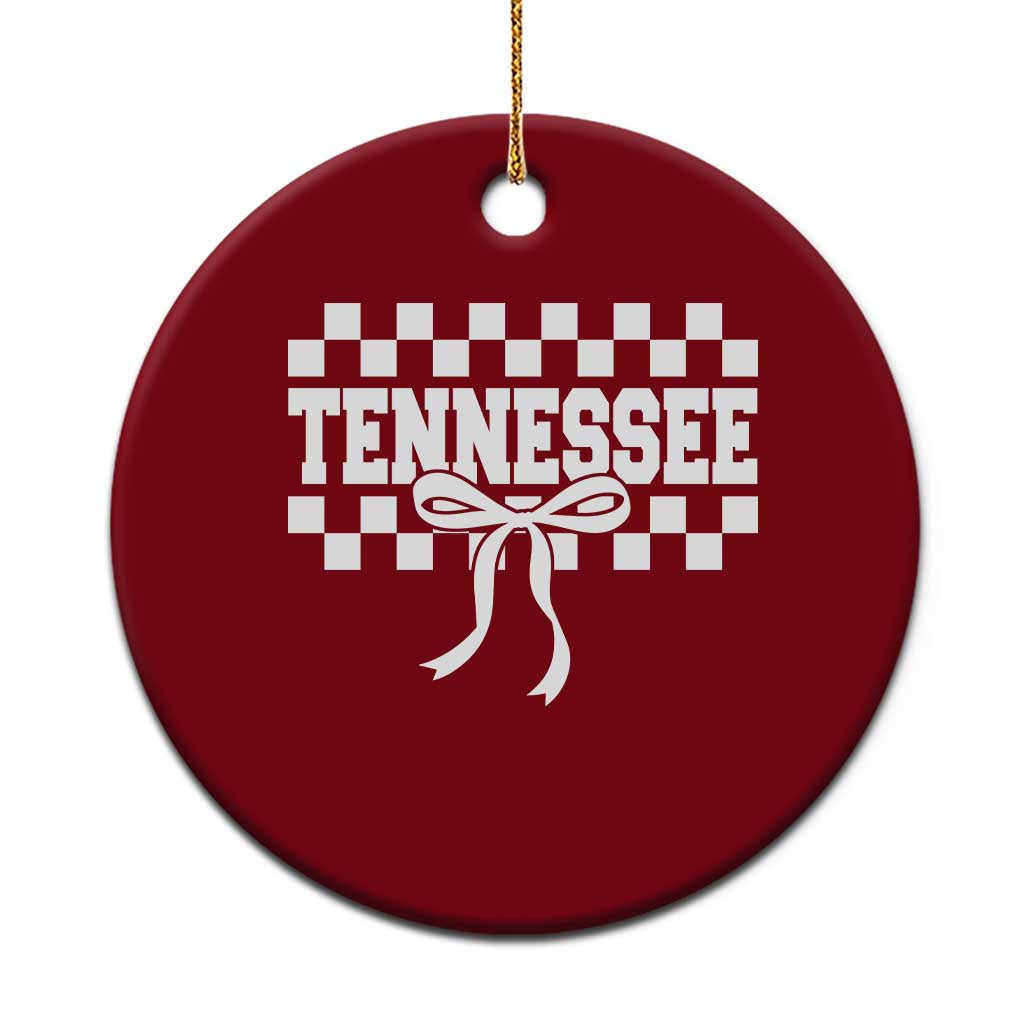 Tennessee Fan Ceramic Ornament TN State Sport Coquette Bow Checkered Design Game Day TS11 1pc Red Print Your Wear