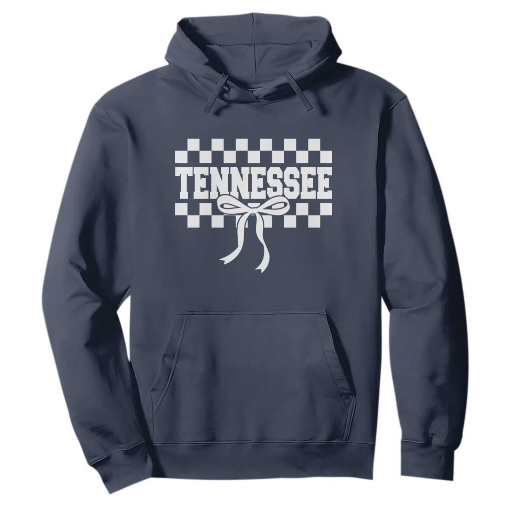 Tennessee Fan Hoodie TN State Sport Coquette Bow Checkered Design Game Day TS11 Navy Print Your Wear