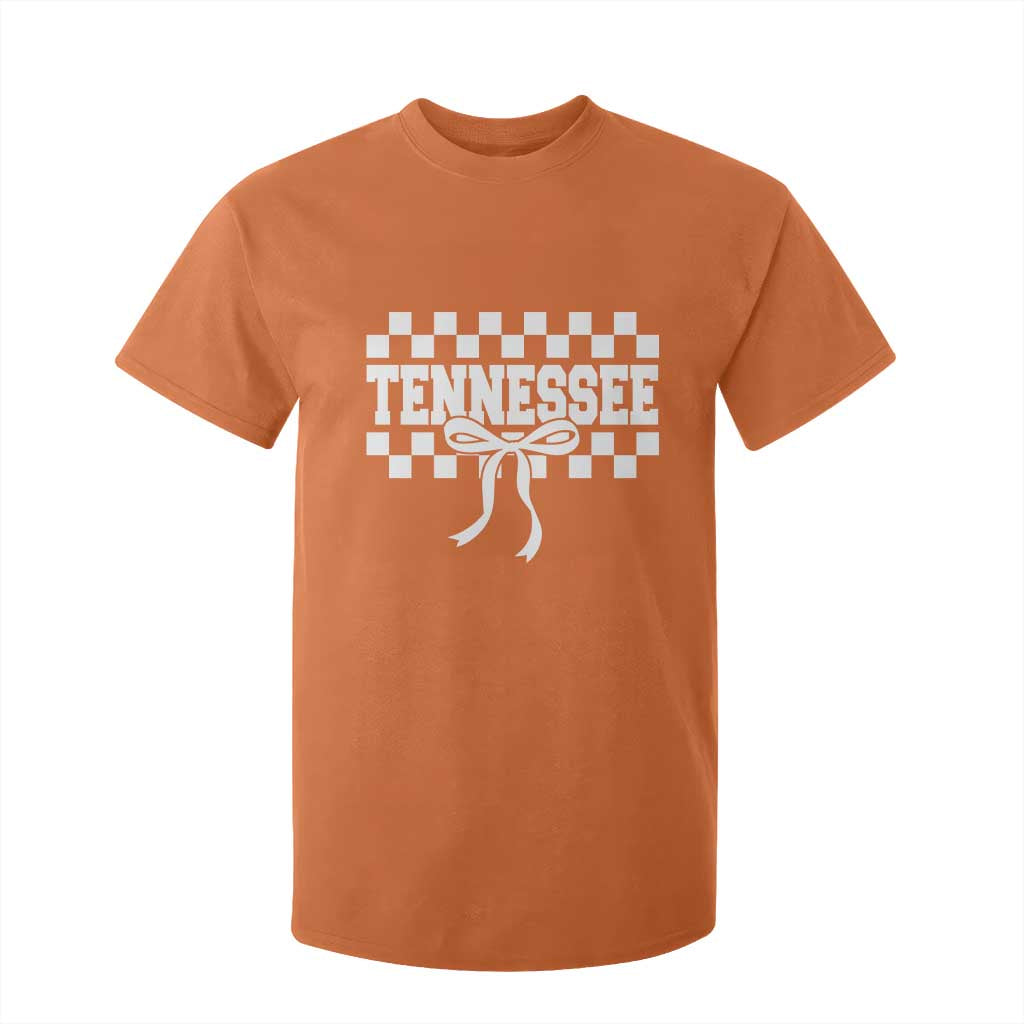 Tennessee Fan T Shirt For Kid TN State Sport Coquette Bow Checkered Design Game Day TS11 Orange Print Your Wear