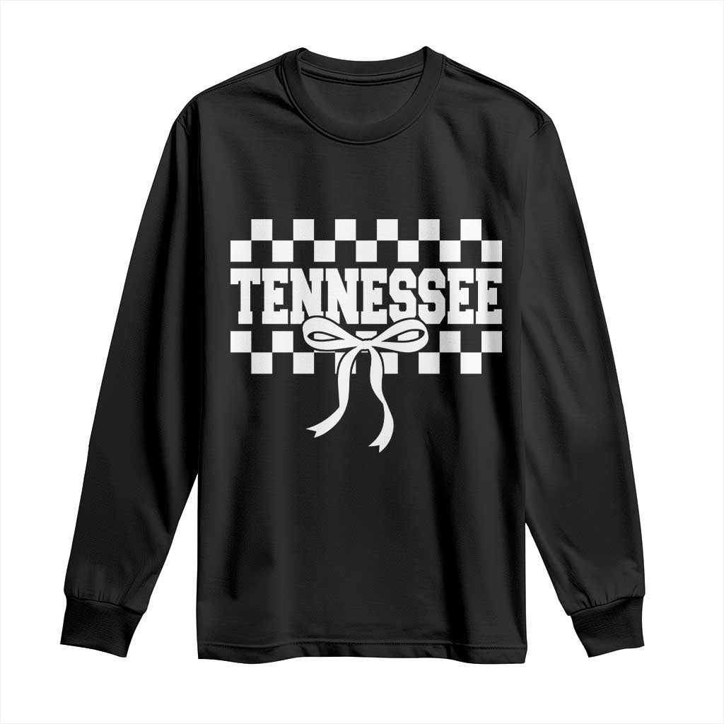 Tennessee Fan Long Sleeve Shirt TN State Sport Coquette Bow Checkered Design Game Day TS11 Black Print Your Wear