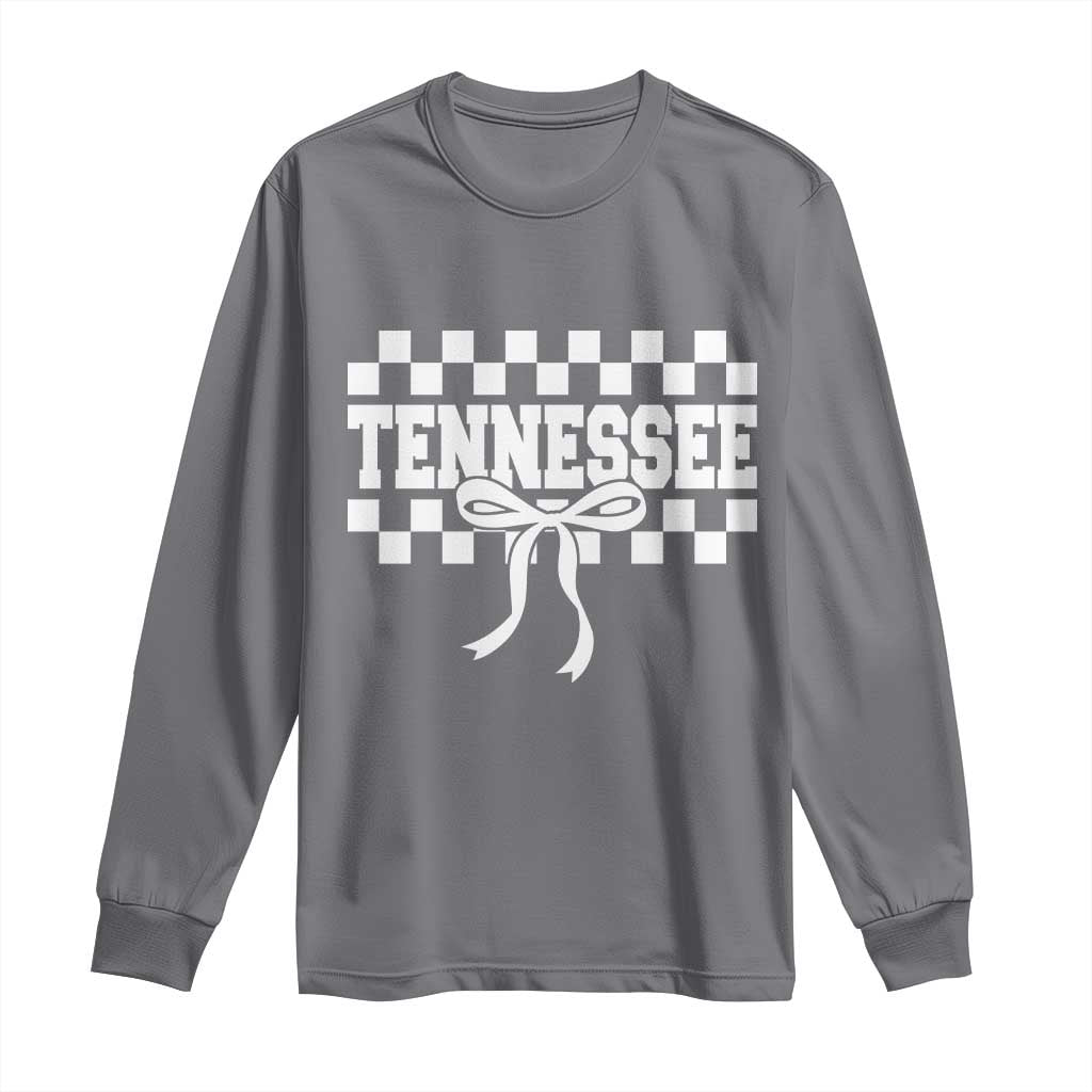 Tennessee Fan Long Sleeve Shirt TN State Sport Coquette Bow Checkered Design Game Day TS11 Charcoal Print Your Wear
