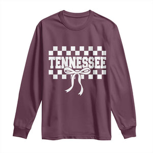 Tennessee Fan Long Sleeve Shirt TN State Sport Coquette Bow Checkered Design Game Day TS11 Maroon Print Your Wear