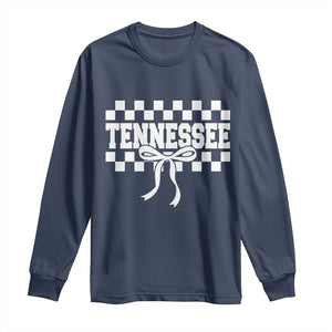 Tennessee Fan Long Sleeve Shirt TN State Sport Coquette Bow Checkered Design Game Day TS11 Navy Print Your Wear