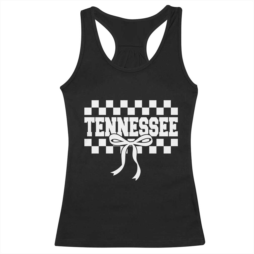 Tennessee Fan Racerback Tank Top TN State Sport Coquette Bow Checkered Design Game Day TS11 Black Print Your Wear