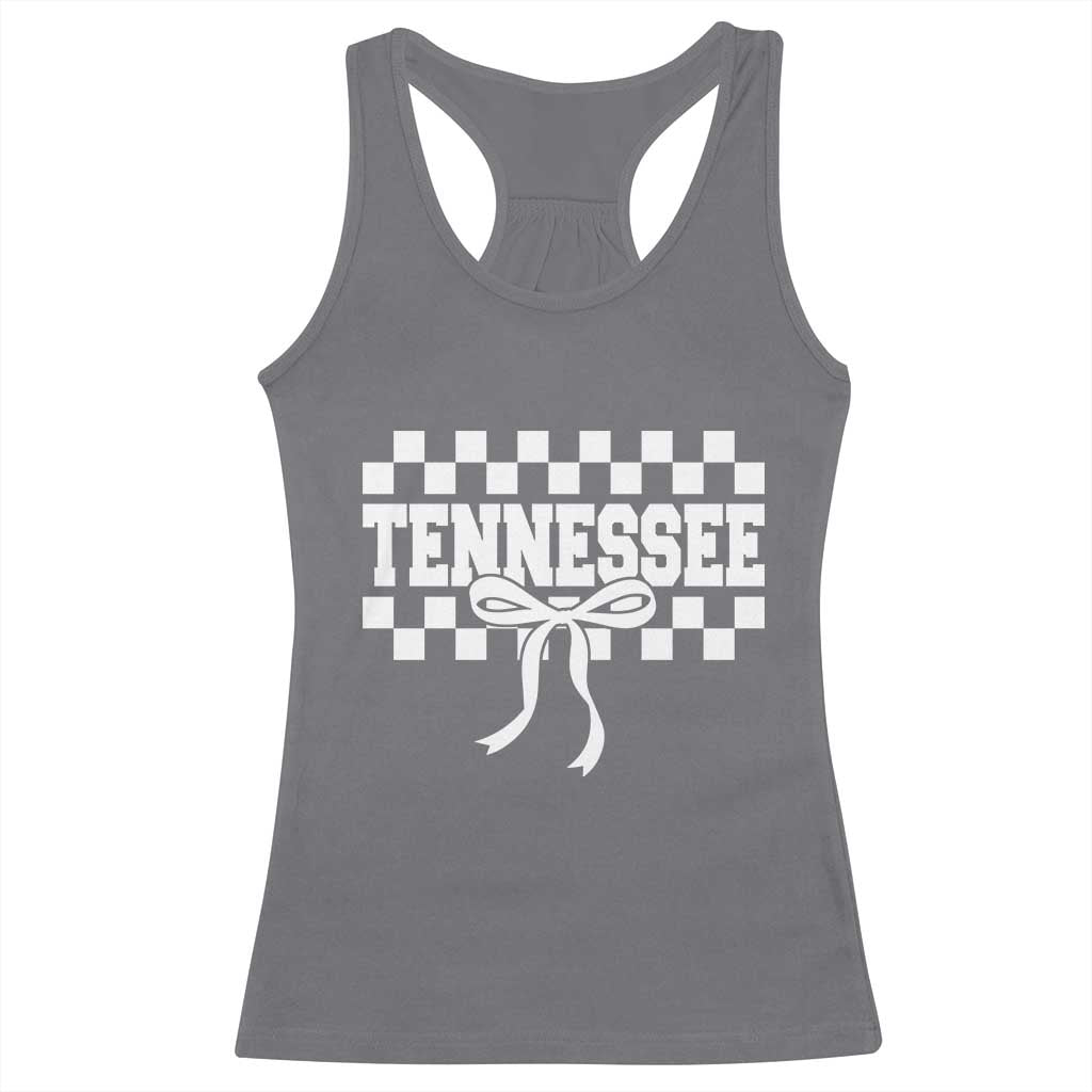Tennessee Fan Racerback Tank Top TN State Sport Coquette Bow Checkered Design Game Day TS11 Charcoal Print Your Wear