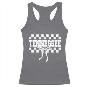 Tennessee Fan Racerback Tank Top TN State Sport Coquette Bow Checkered Design Game Day TS11 Charcoal Print Your Wear