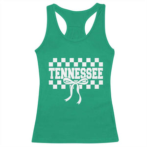 Tennessee Fan Racerback Tank Top TN State Sport Coquette Bow Checkered Design Game Day TS11 Irish Green Print Your Wear