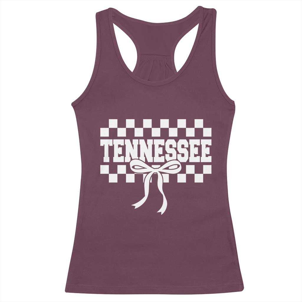 Tennessee Fan Racerback Tank Top TN State Sport Coquette Bow Checkered Design Game Day TS11 Maroon Print Your Wear