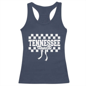 Tennessee Fan Racerback Tank Top TN State Sport Coquette Bow Checkered Design Game Day TS11 Navy Print Your Wear