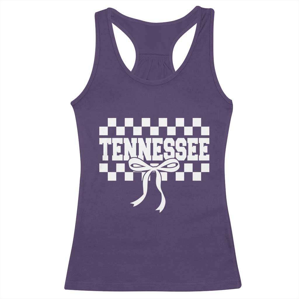 Tennessee Fan Racerback Tank Top TN State Sport Coquette Bow Checkered Design Game Day TS11 Purple Print Your Wear